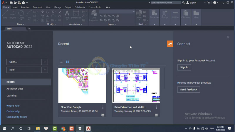 Giao diện phần mềm Autocad 2022 Giao diện phần mềm Autocad 2022