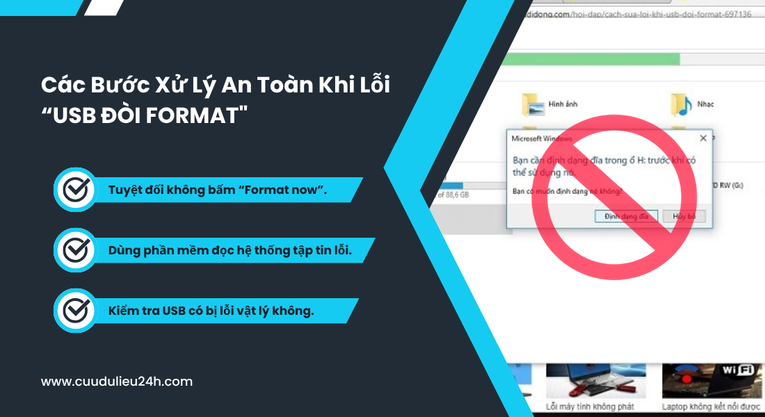 Cứu Dữ Liệu Tại Hải Dương cac buoc xu ly an toan khi loi usb doi format